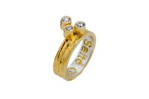 Silver Ring with gilding with cubic zirconia