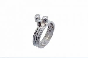 Silver Ring rhodium plated with cubic zirconia