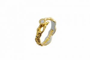 Silver Ring with gilding with cubic zirconia