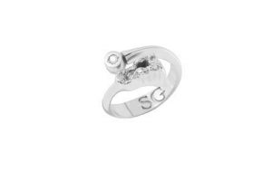 Silver Ring rhodium plated with cubic zirconia