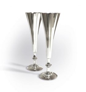 Silver Champagne Glasses rhodium plated