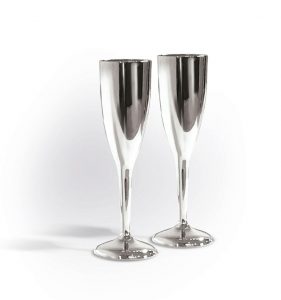 Silver Champagne Glasses rhodium plated