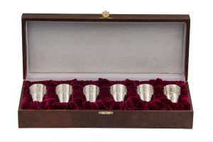 Silver Shot glass rhodium plated, engraved